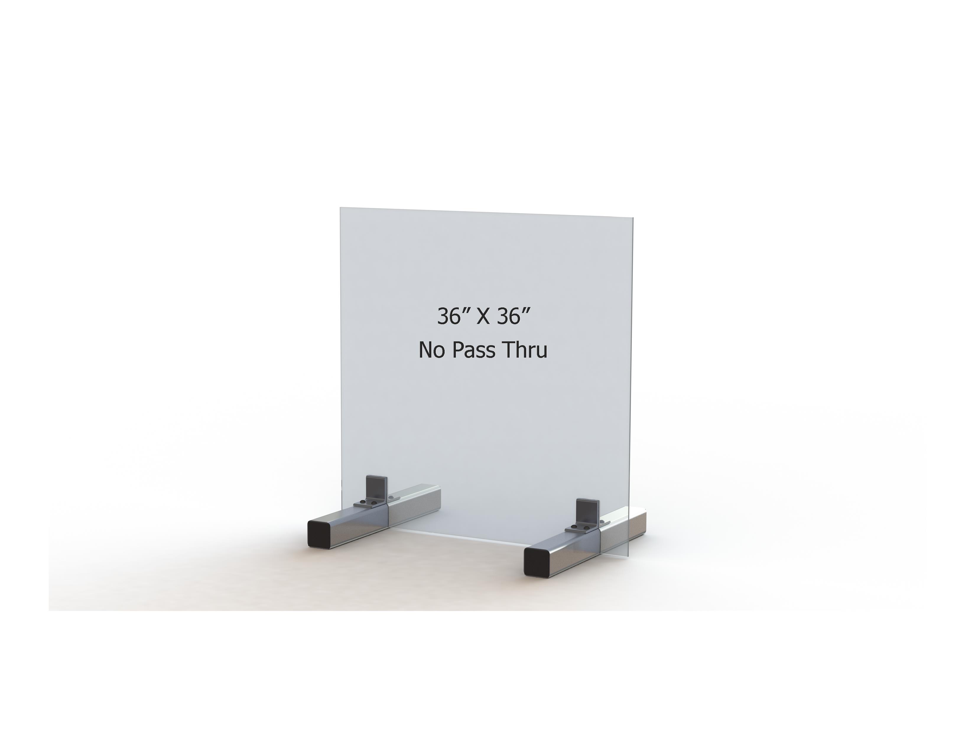 Sneeze Guard 36 inch Wide X 36 inch Tall Plexiglass W/ No pass Thru With Deluxe Aluminum Legs Sneeze Shield Plexiglass - Acrylic