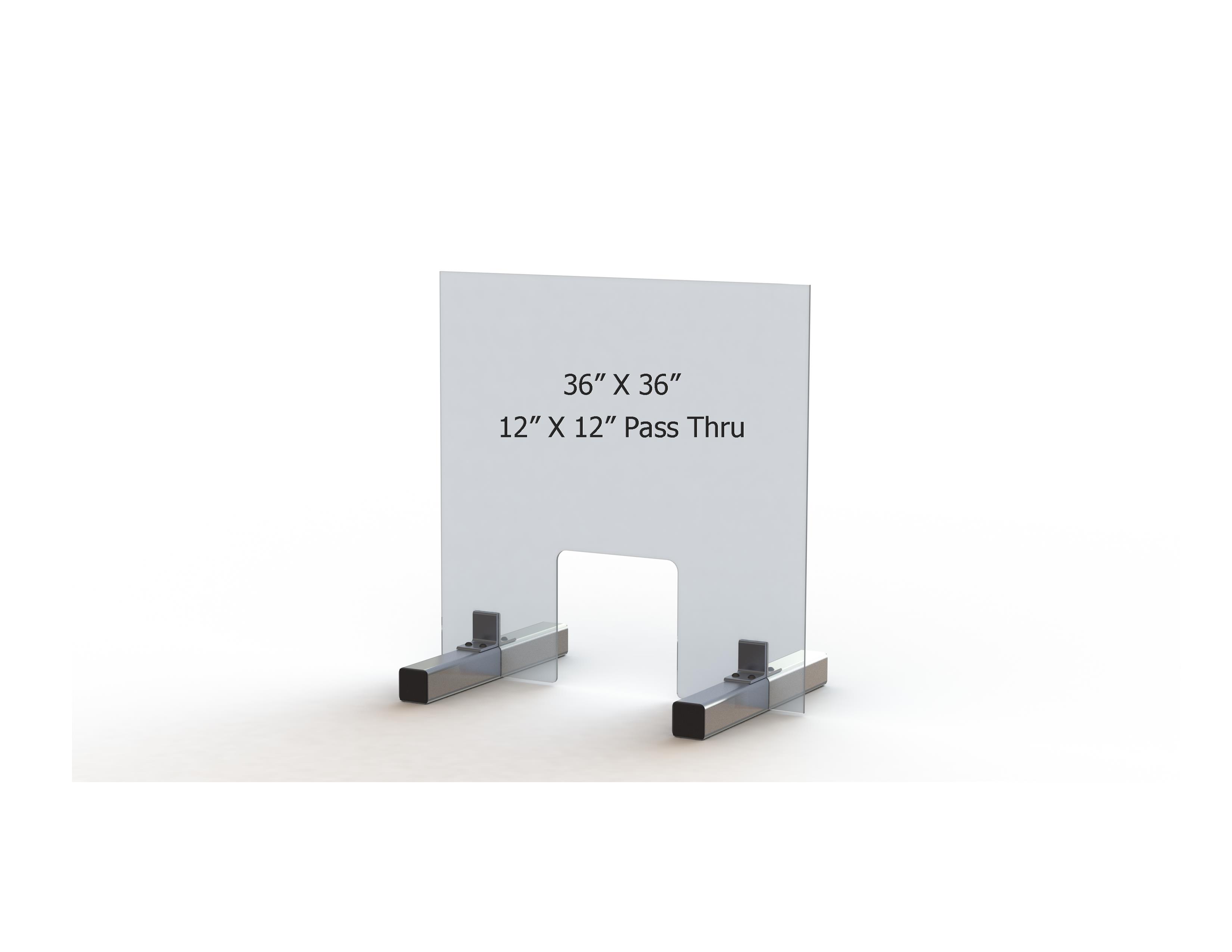 Sneeze Guard 36 inch Wide X 36 inch Tall Plexiglass 12 x 12 Pass Thru Sneeze Shield Plexiglass - Acrylic