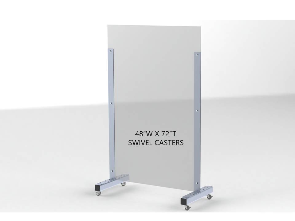 Plexiglass Sneeze Guard 36 inch Wide x 72 inch Tall With Casters