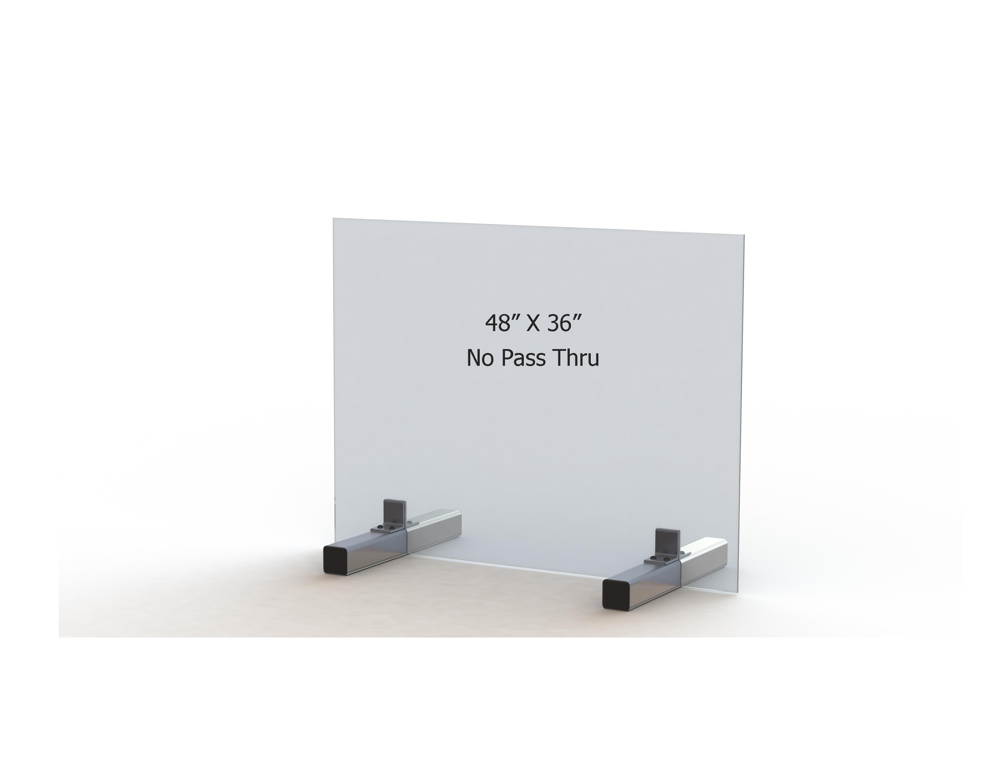Sneeze Guard 48 inch Wide X 36 inch Tall Plexiglass With No Pass Thru and Deluxe Aluminum Legs Sneeze Shield Plexiglass - Acrylic