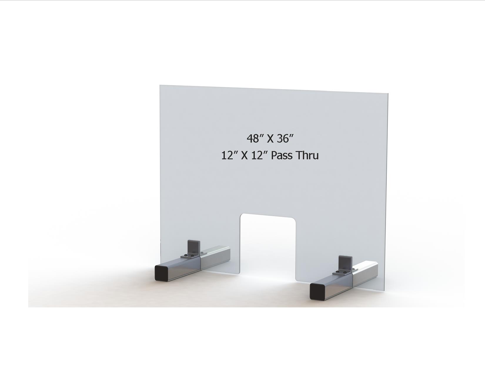 Sneeze Guard 48 W X 36 inch H Plexiglass 12 x 12 Pass Thru- Acrylic 
