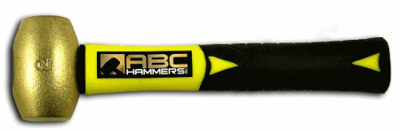 ABC Hammer 2 lb Brass Hammer with 10 inch Fiberglass Handle - ABC2BF