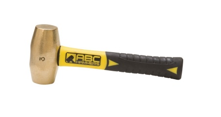 ABC Hammer 3 lb Brass Hammer with 10 inch Fiberglass Handle - ABC3BF