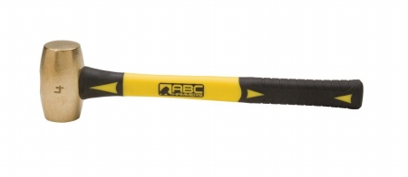 ABC Hammer 4 lb Brass Hammer with 15 inch Fiberglass Handle - ABC4BF