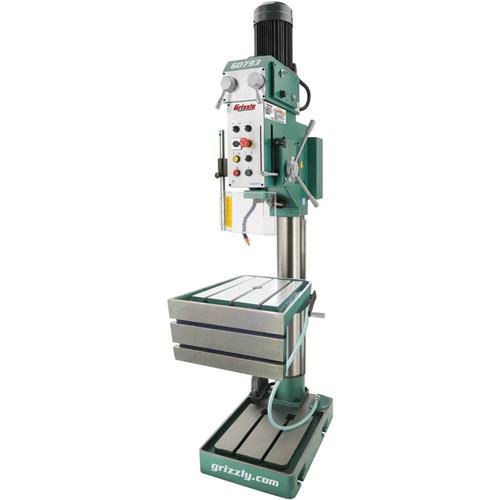 Grizzly Heavy-Duty Drill Press with Auto-Feed, Tapping and L-Table - G0793