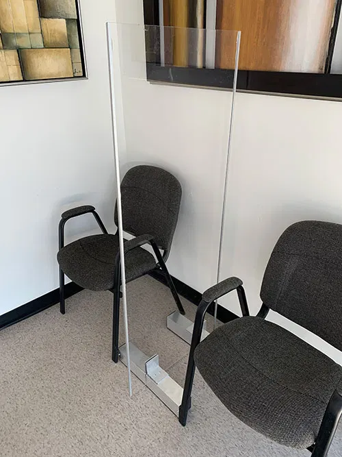 Lobby Chair Divider Sneeze Guard 24w x 60h Acrylic Plexiglass