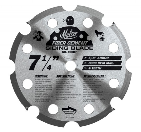 Malco Fiber Cement Circular Saw Blade 7.25 in. - FCCB7